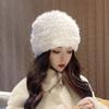 Elegant Thickened Real Rabbit Fur Hat Women's Autumn and Winter Korean Version Ear Protection Retro Plush Hat Warm Net Celebrity Wool Hat