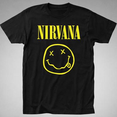 Nirvana Smiley Face T-Shirt Tee Grunge Dead Nevermind Teen Spirit 90s Rock Kurt
