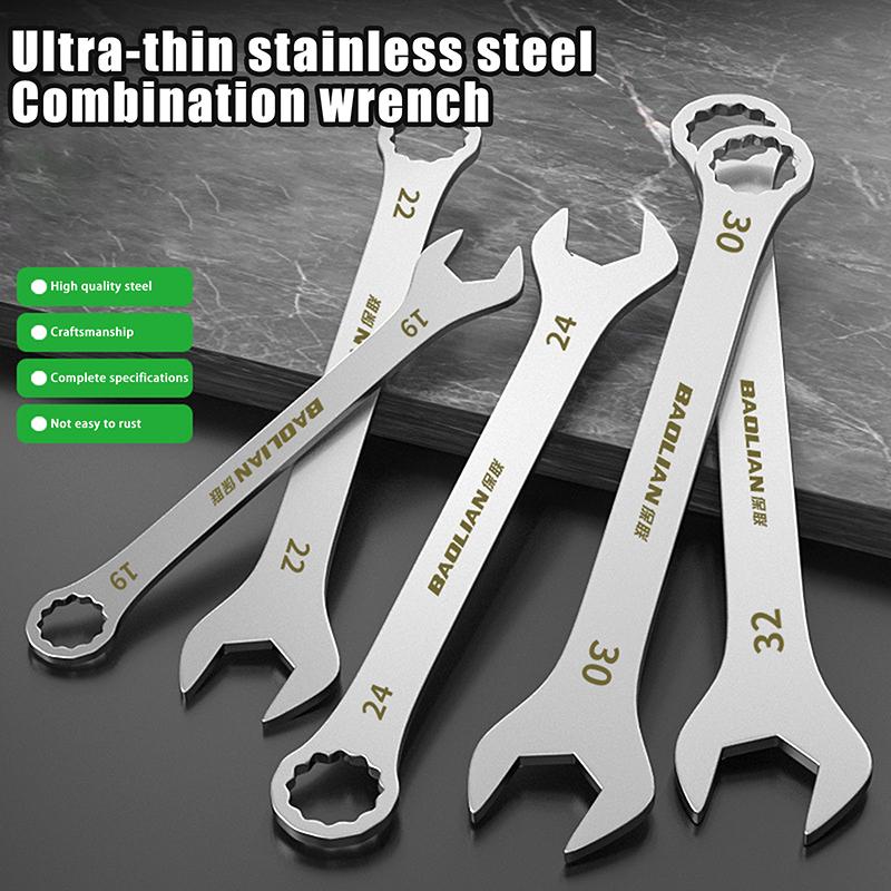 3mm Ultra-thin Wrench Large Open-end Wrench Plum Dual-purpose Wrench Wholesale 4-32mm Cross-border Thin Section Dual-purpose