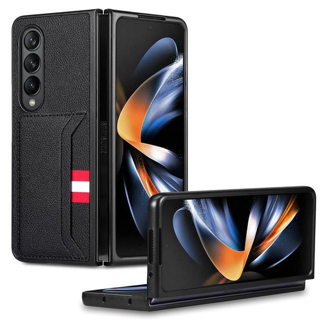 

Держатель для карт, тонкий защитный модный кожаный чехол для Samsung Galaxy Z Fold 4 Fold3 Fold4 Fold2 Zfold4 Fold 3 2 5g, сумка для телефона for Samsung Z Fold 4 чёрный