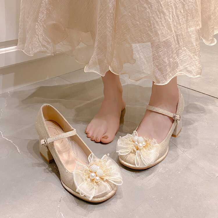 Beautiful temperament with skirt bridesmaids single shoes women 2025 spring and summer new fairy gentle Mary Jane high heels women