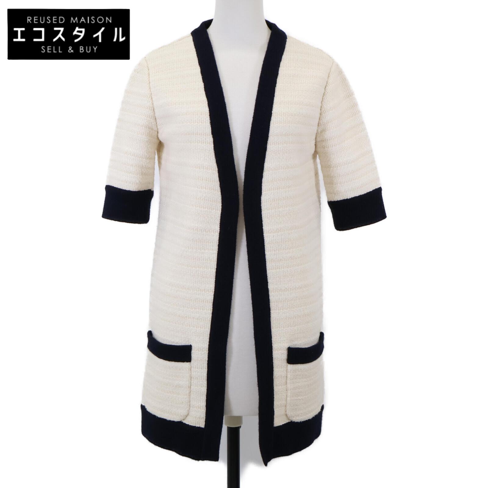 

GUCCI [Good condition/domestic regular] 490346 Tweed collarless coat S White / blackUsed