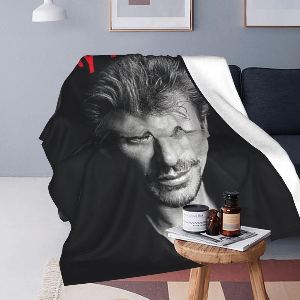 Rock Star Johnny Hallyday Rock'n Roll Decke Flanell Überwurf Tragbare Überwürfe für Bettwäsche Outdoor Decken Tagesdecke