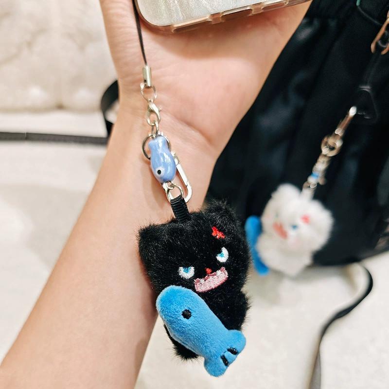 Plush Fish Cat Keychain Toy Stuffed Doll Pendant Backpack Decoration Gift Kids