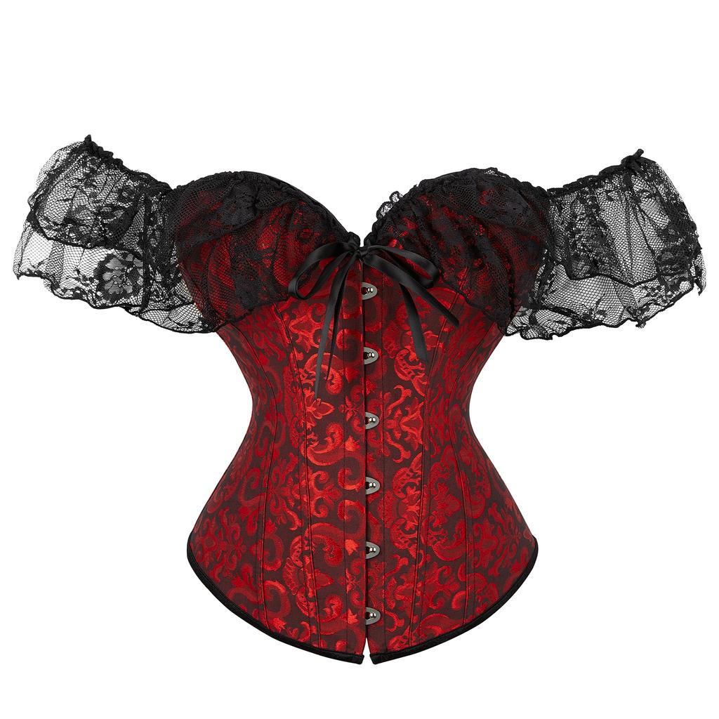 Women Lace Corset, Waist Shaping Slim Fishbone Bandage Drawstrings Sexy Floral Wedding Party Belt