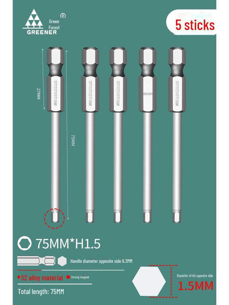 Green Forest Tungsten Steel Hex Wrench & Drill Set with Magnetic Hex Head