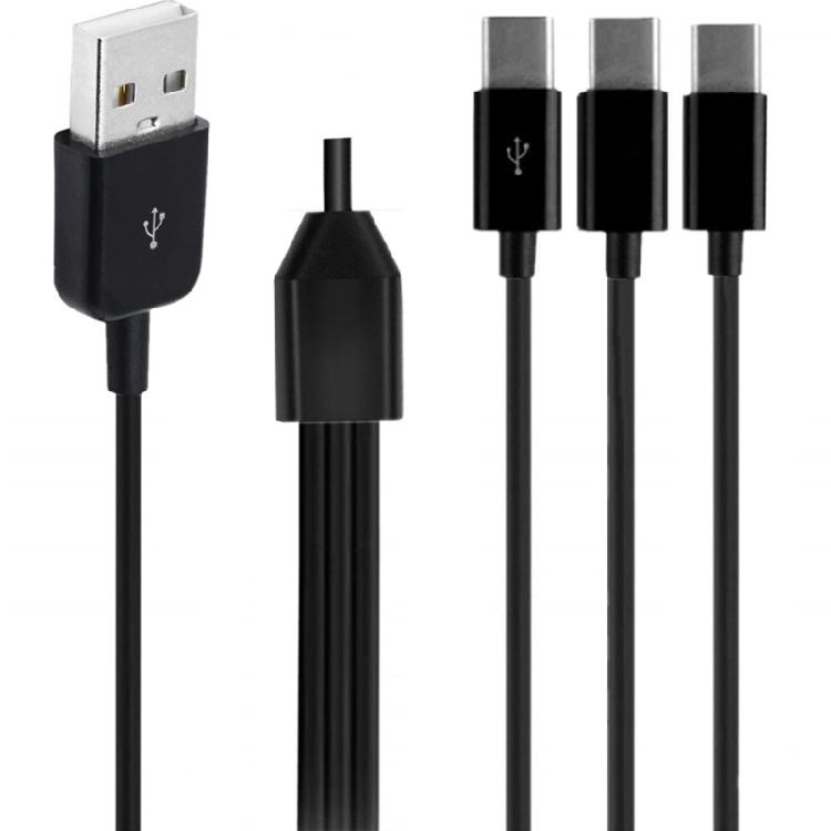 Multi USB C Sync Cable, 3 in 1 Charging Cord with 3 Type-C Male Plug for Mobile