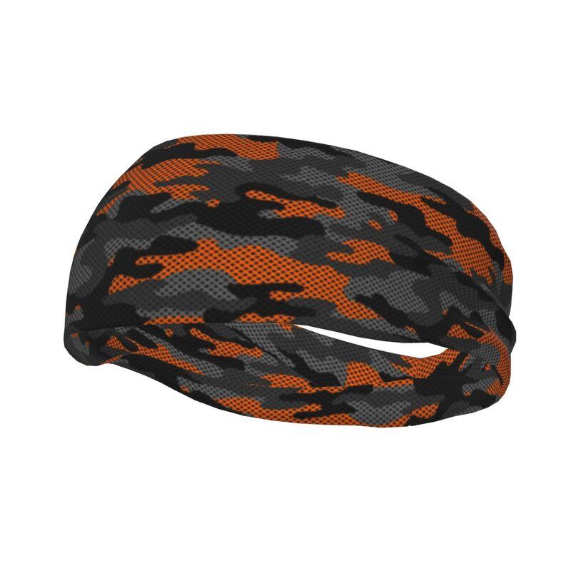 

Black and Orange Camouflage Sports Sweatband Sweat-Absorbing Headbands for Fitness Running Cycling Hiking Yoga Football Exercise