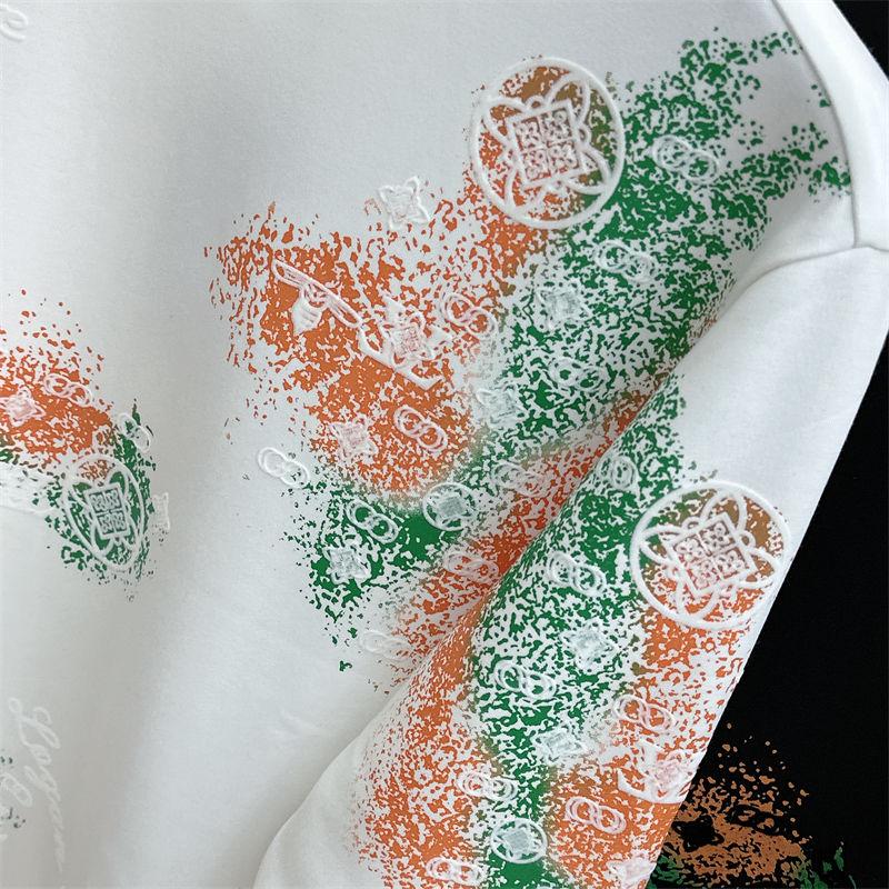 Men Spring Autumn Korean Fashion Print Slim All Match Sweatshirt Male Casual White Round Neck Long Sleeve Pullover Tops