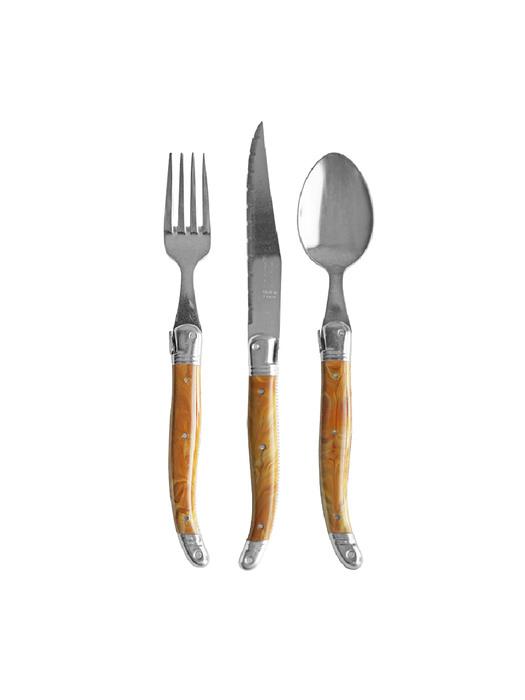 

LAGUIOLE Janneron Laguiole Tableware Marble Brown 1-Person Set (3 pieces) single type