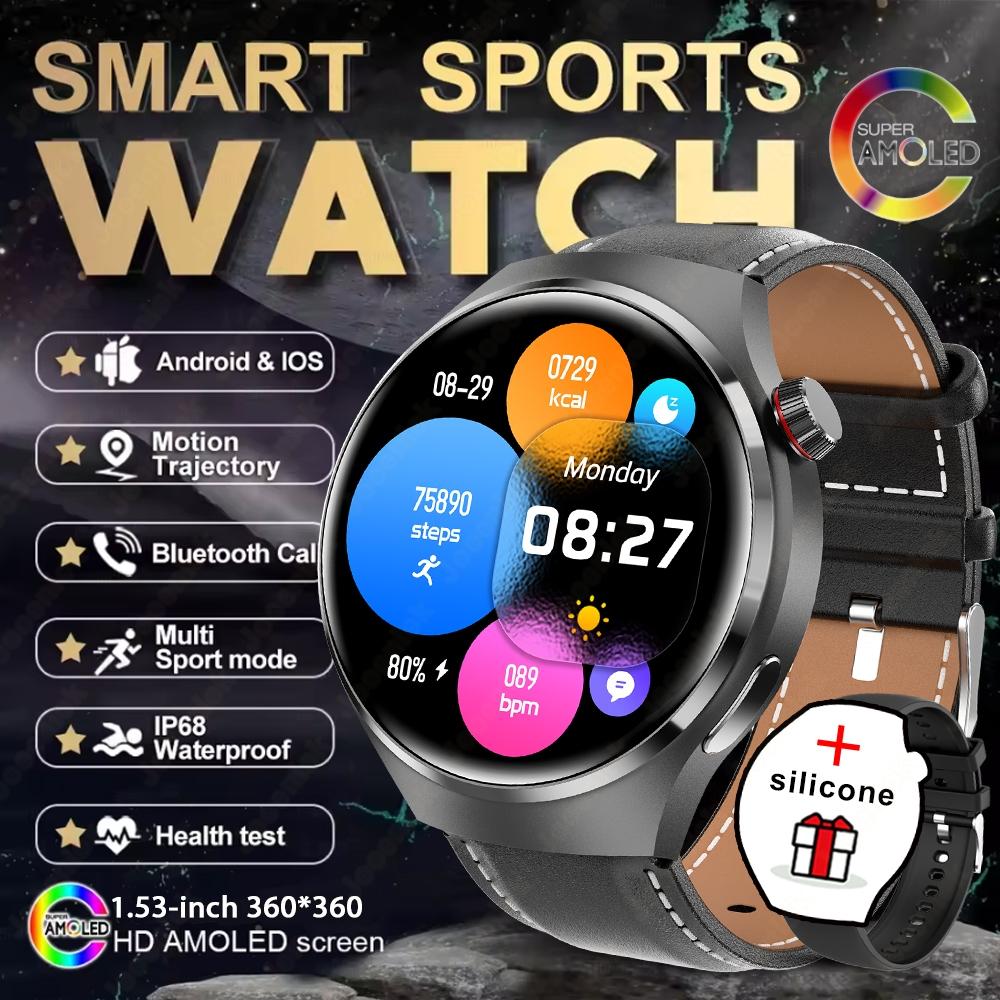New Smartwatch Men GPS Tracker 150+ Sport Modes Waterproof Watch 1.53-inch Heart Rate Bluetooth Call Smartwatch Watch 4 PRO