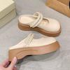Pearl light luxury Mary Jane shoes half slippers bag head female design sense niche thick sole outer wear