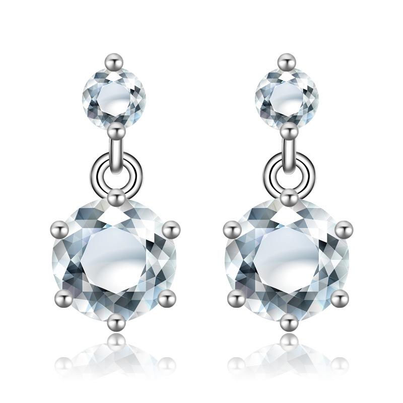 

Серьги-пусеты с двумя цветами для женщин, короткие серьги, серьги с цирконами, ювелирные изделия, гипоаллергенные