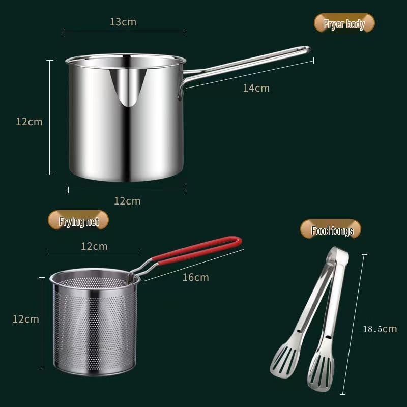 Stainless Steel Mini Deep Fryer with Strainer