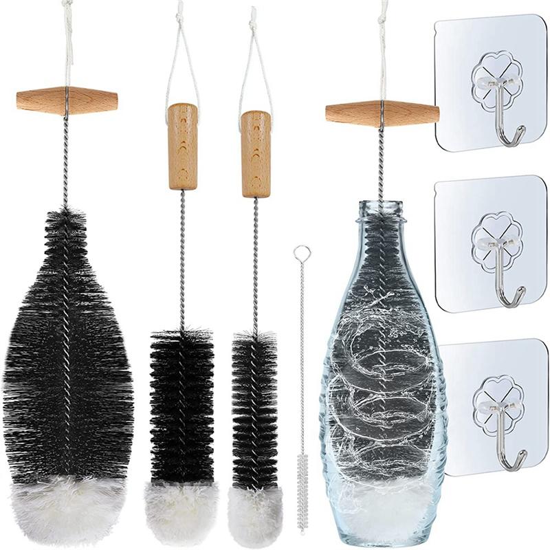 

2025+ Bottle Brush Cleaning Brush, Pack of 4 Bottle Brushes and 3 Organising Hooks Bottle Cleaner for Washing Narrow Necks China Mainland