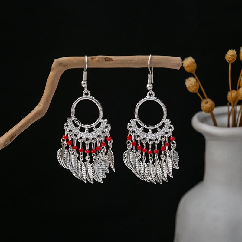 Ethnic Style Imitation Miao Silver Earrings, Colorful Long Fringed Chain Earrings, Hot-selling Earrings In Scenic Spots, Qinghe Jewelry Batches