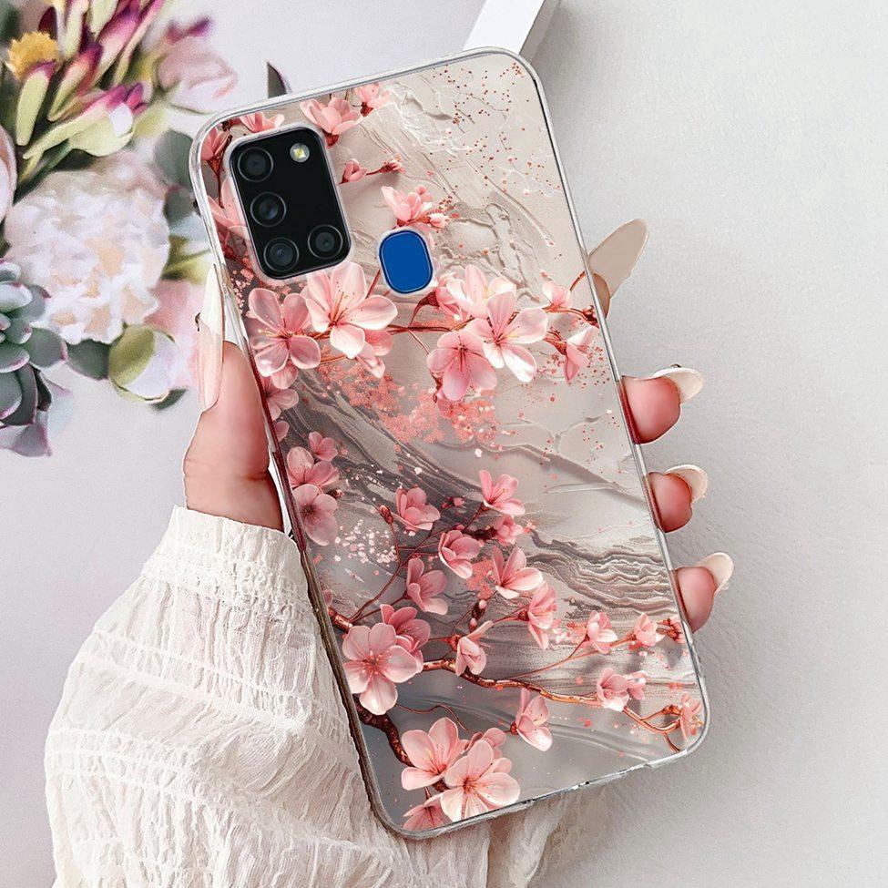 For Samsung A21s Case Cover Clear Fashion Luxury Cute Painted Back Cover For Samsung Galaxy A21s Phone Case A217F A217M A217N