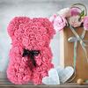 Orso di Fiori di Rosa Teddy Artificiale da 25 cm con Scatola Regalo Romantico di San Valentino Fidanzata Donne Anniversario Forniture per Feste di Matrimonio