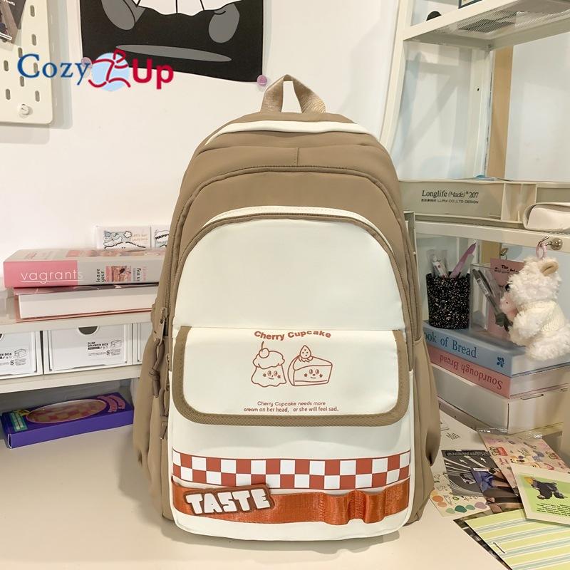 

Милый рюкзак для девочек контрастного цвета, женский легкий повседневный рюкзак большой вместимости 33 x23x47cm бежевый