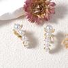 French niche high-end design sense A row of ear buckle imitation pearl earrings Simple and versatile daily commuter women