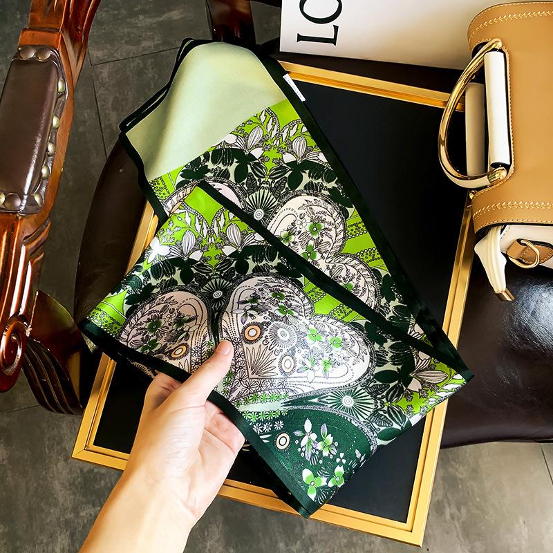 Mulberry silk scarf women s spring and autumn versatile green jungle silk long scarf streamer decorative scarf