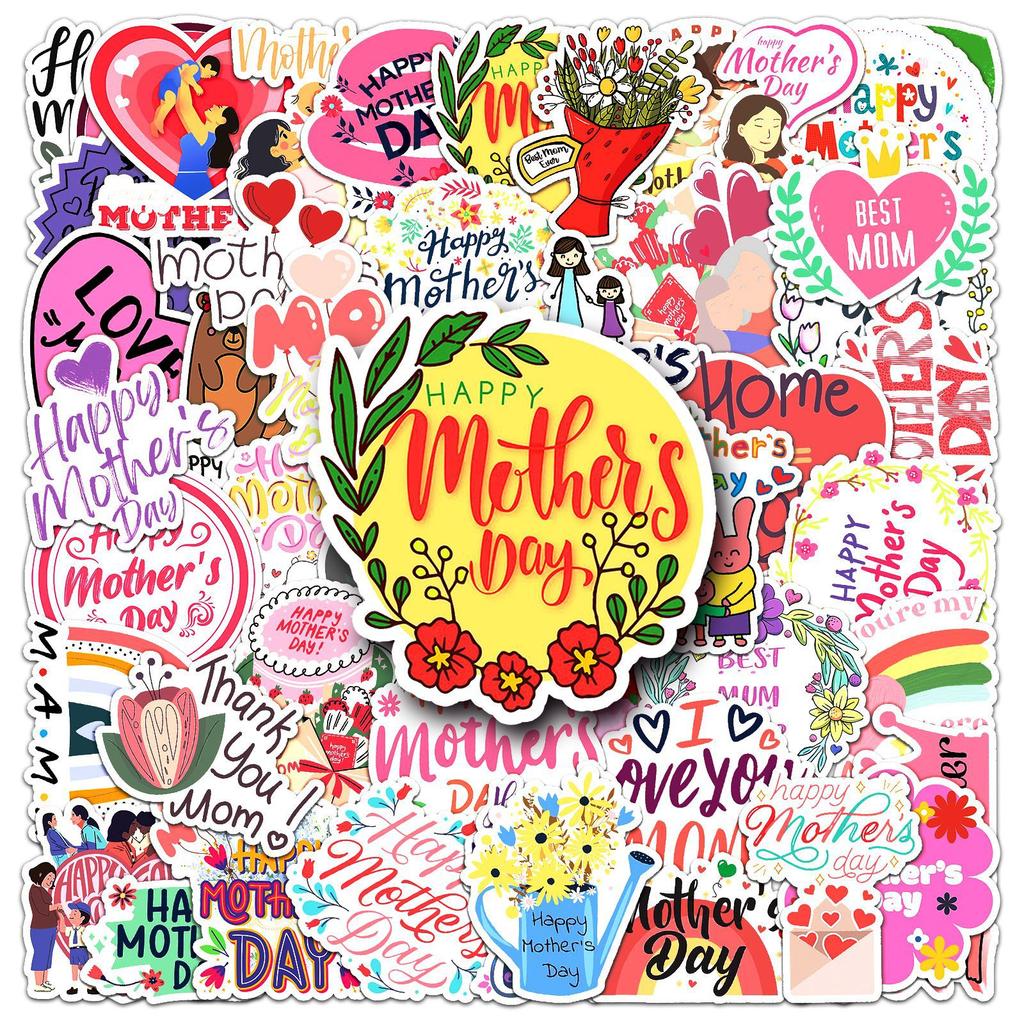 50 Mother's Day Graffiti Stickers Personalized Cartoon Holiday Creative Decoration Water Cup Skateboard Suitcase Stickers
