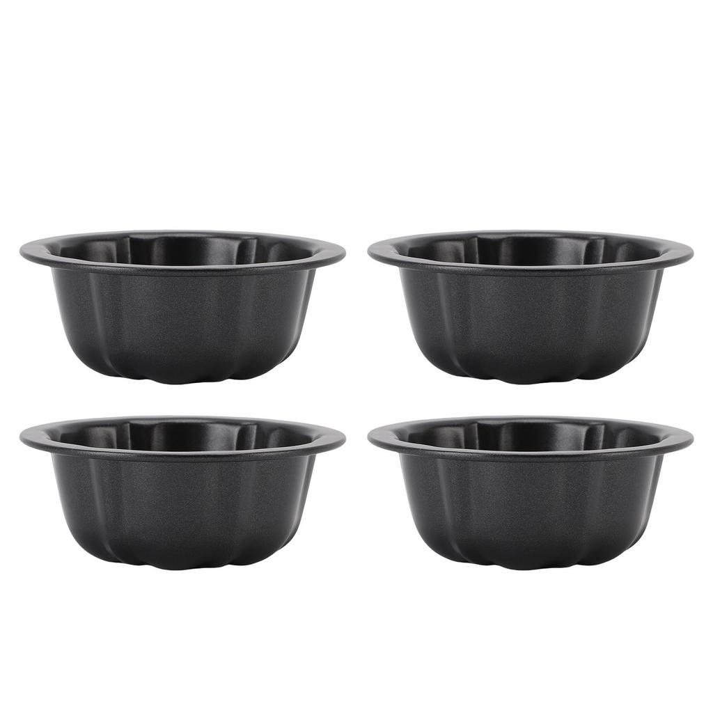 4Pcs Mini Flan Mold Round Pudding Baking Nonstick 4in Pumpkin Cake Pans for Bakery