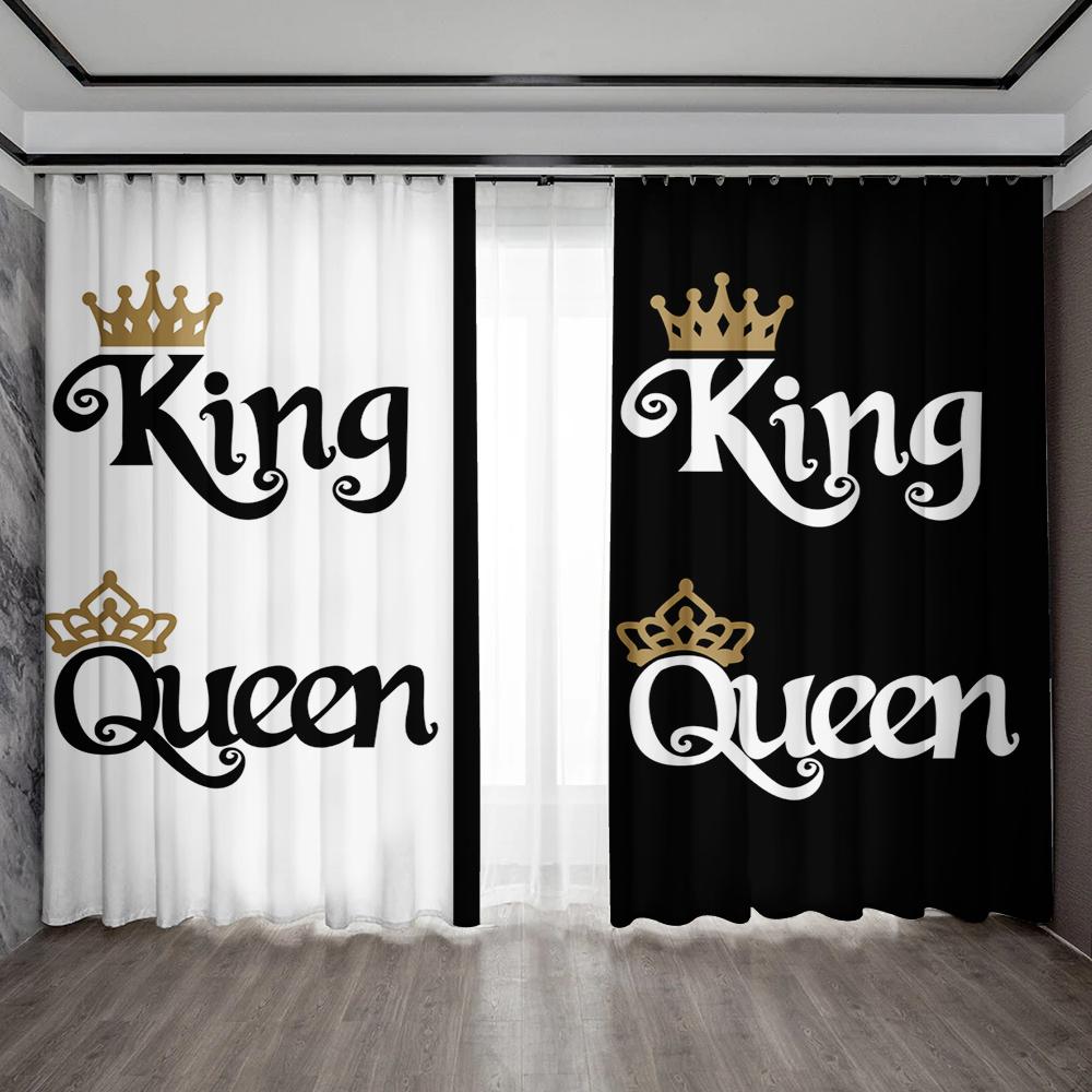 2PC Home Decoration Curtains With Symmetrical Couple Pattern Background And Rod Pocket Curtains, Suitable For Kitchens, Cafes