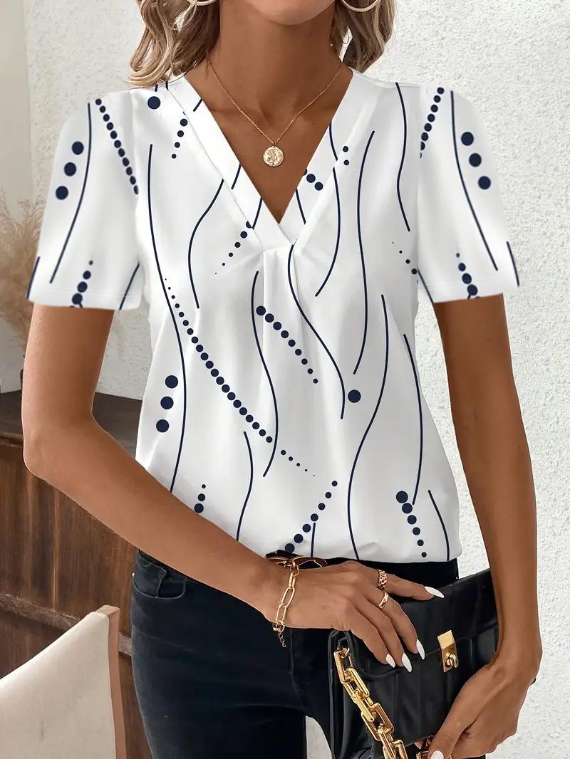 2026 Spring/Summer European & American Fashion Casual V-Neck Print Women s Top Extra Extra Large