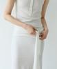 Loutaideu Henley Neck Wrap Knit Dress [White]