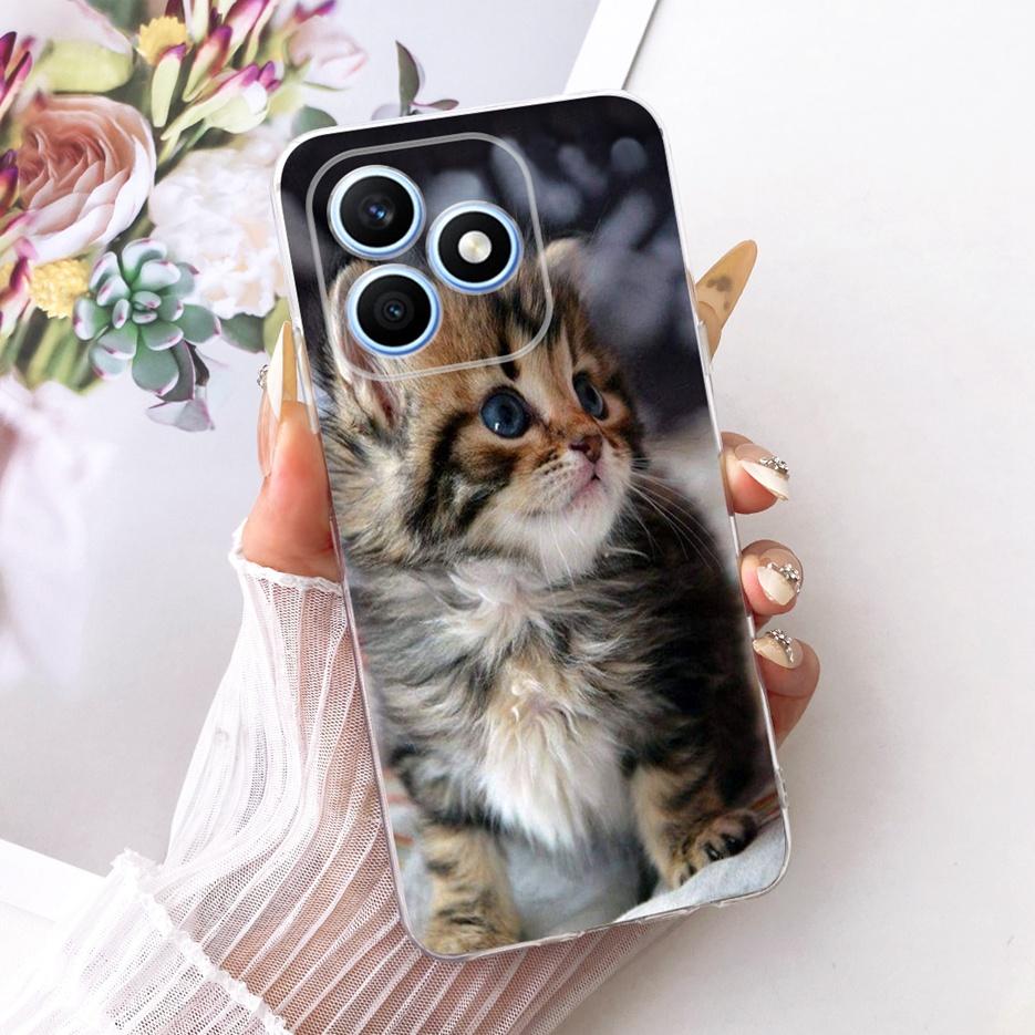 For Honor X8d 4G Case Cute Cat Luxury Flowers Painted Cover Soft Slim Phone Case For Honor X8d X 8d HonorX8d 4G Back Cover Coque