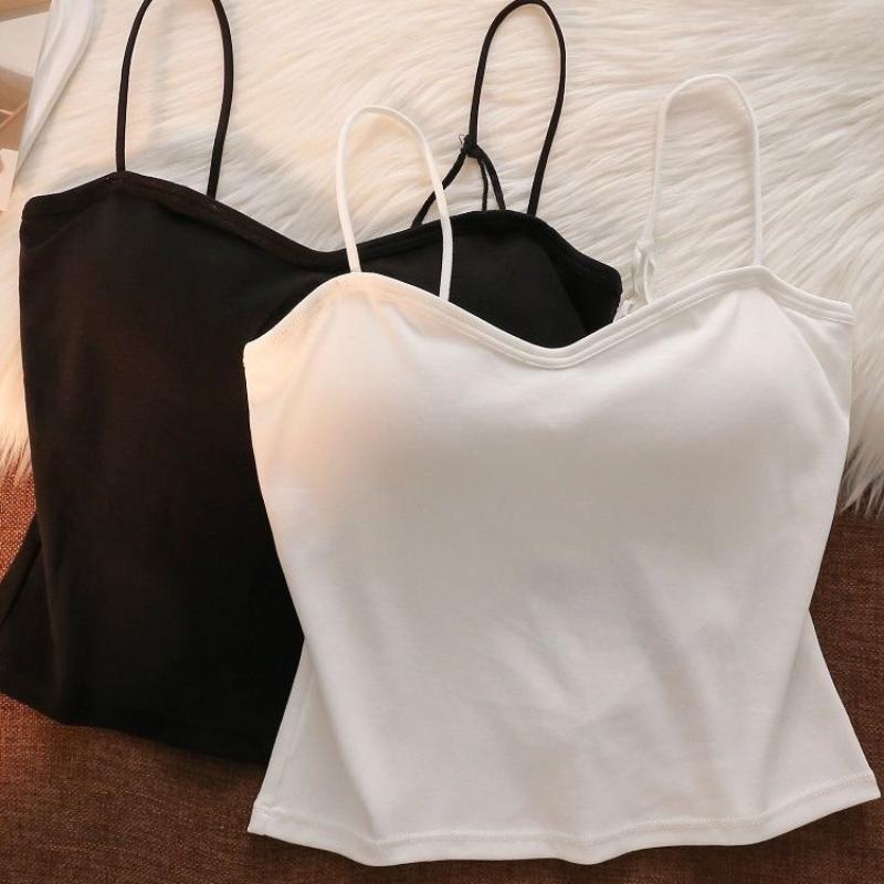 Débardeur d'été tendance pour femme avec coussin de poitrine, soutien-gorge dos nu en toile d'araignée, haut sans bretelles doux et épicé pour fille