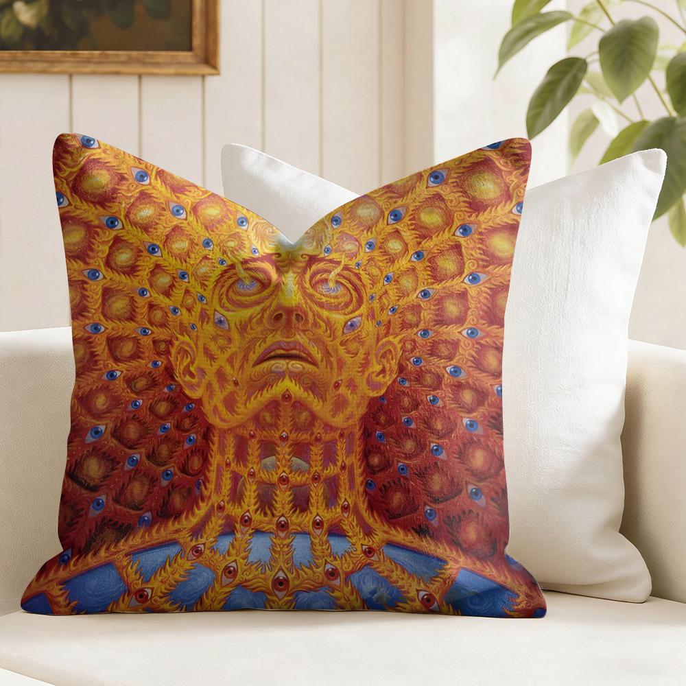 AAlex GGrey Trippy Psychedelic Cushion Cover Natural Linen Double Sided Print Throw Pillow Case for Sofa Couch Home Decor