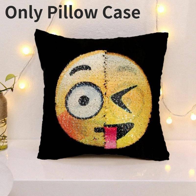 Colorful Double-sided Emoji Mermaid Sequin Pillowcase For Cozy Home Decor