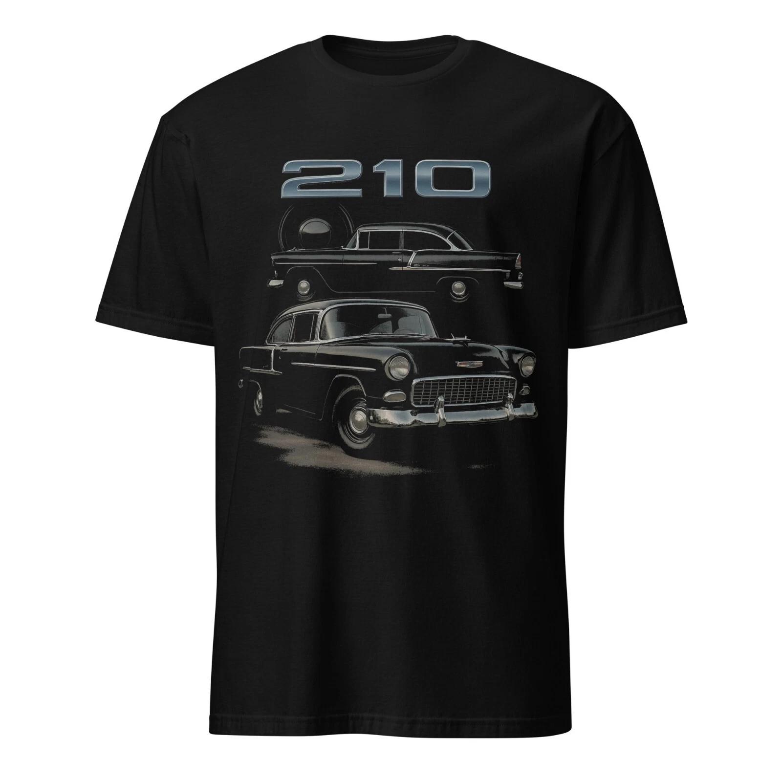 1955 Chevy 210 Classic Car T-Shirt – Vintage Black Hot Rod Graphic Tee XXXXL