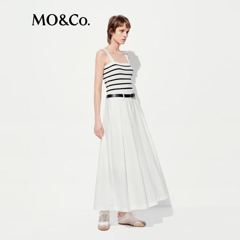 MO&Co. Nautical Striped A-Line Vest Dress with Belt