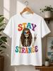 Stay Strange Skeleton T Shirt, Retro Psychedelic Boho Graphic Tee