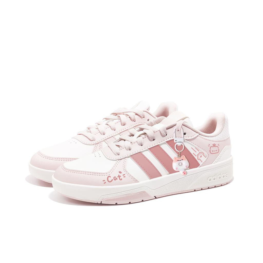 Adidas COURTBEAT Meowth R Synthetic Leather, Leather Low top Skateboard Shoes Unisex Pink White KI6785(Team1548--BOX)