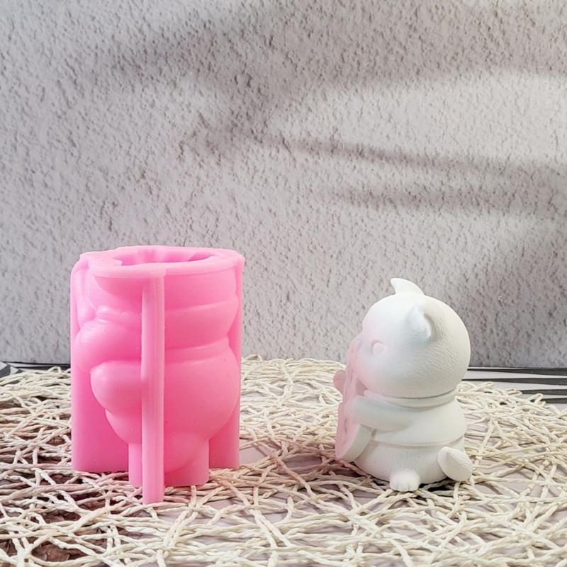 Silicone Mould 3D Guitar Cats Candle Molds Handmade Ornament Molds Animal Molds Casting Molds for Home Table Decorations