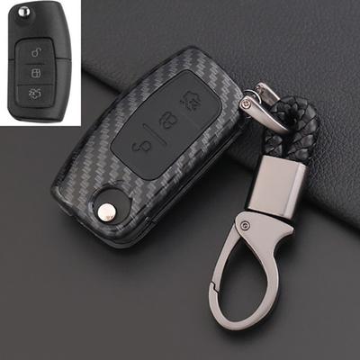 Abs Carbon Car Flip Folding Key Case Cover For Ford Focus 2 3 Ecosport C-Max S-Max Ka Mondeo Kuga Galaxy Fiesta Keychain