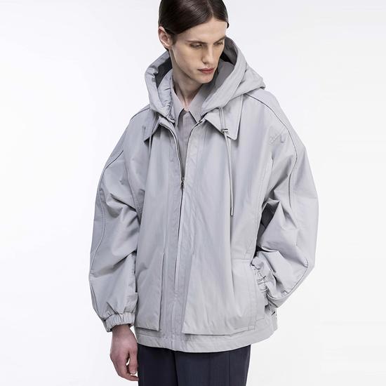 Gio Sanggio Balloon Cocoon Hoodie Gray ZF2JP204GY