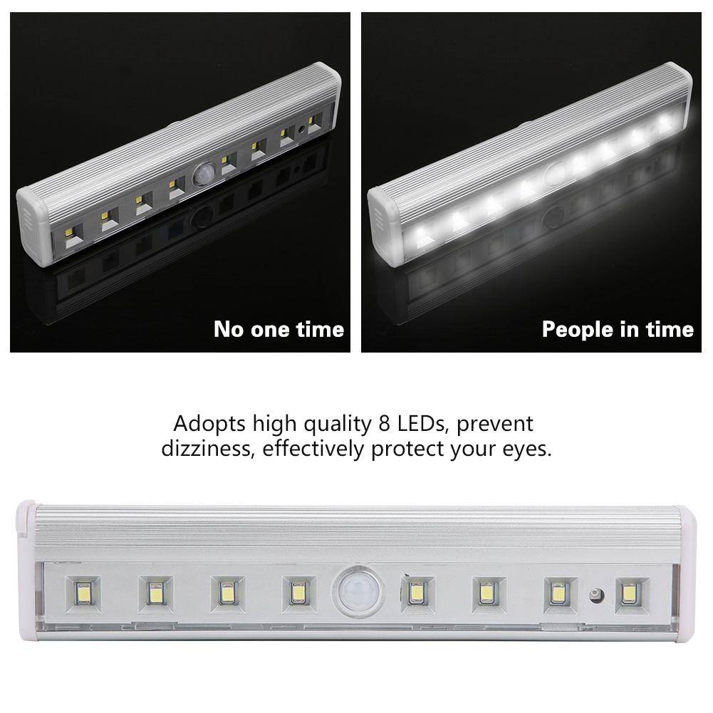 Portable 8LED Motion Sensor Night Light Auto Induction Lamp for Wardrobes Cabinet Corridor
