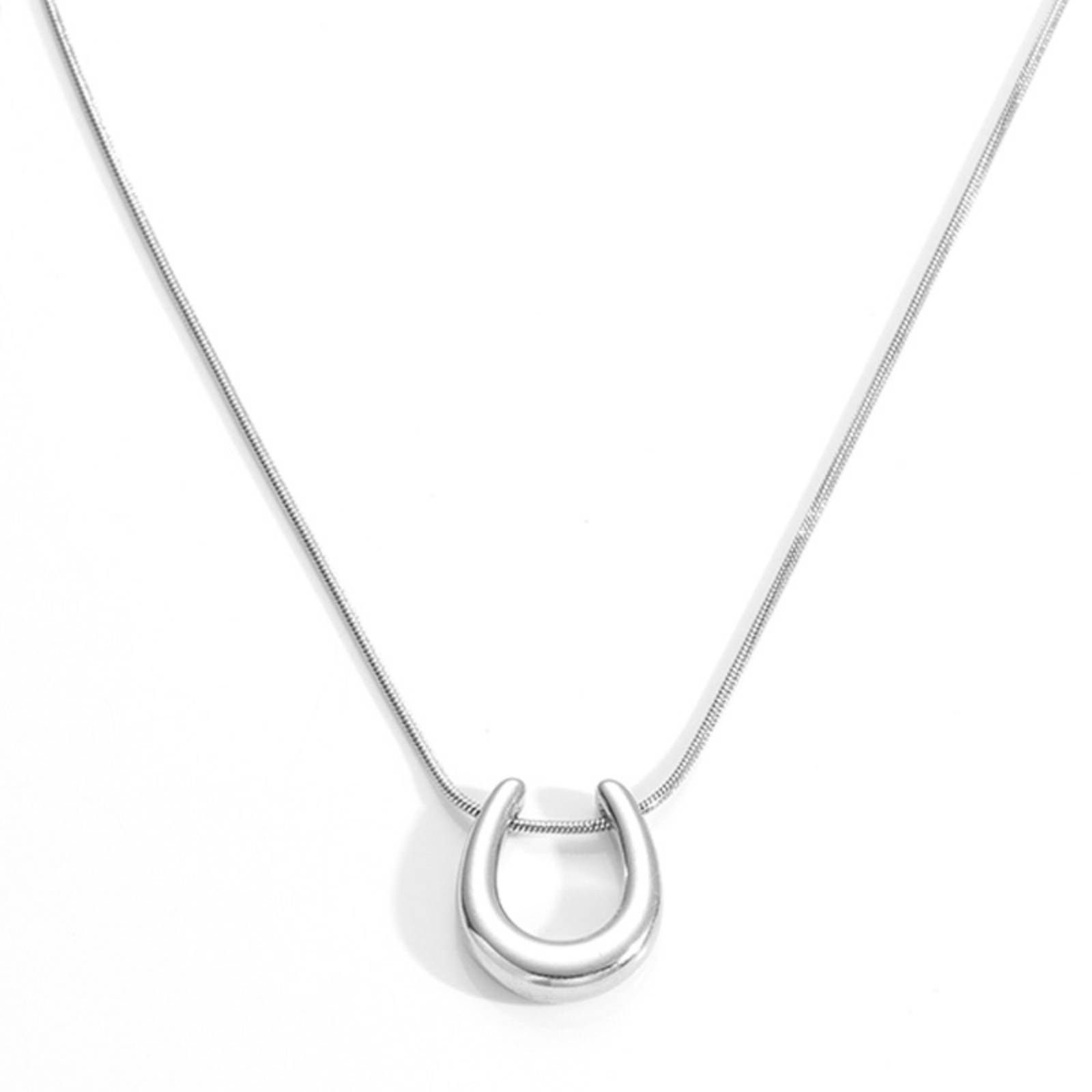 U-shaped Pendant Necklace for Women Girls Stainless Steel Fashion Jewelry Accessories