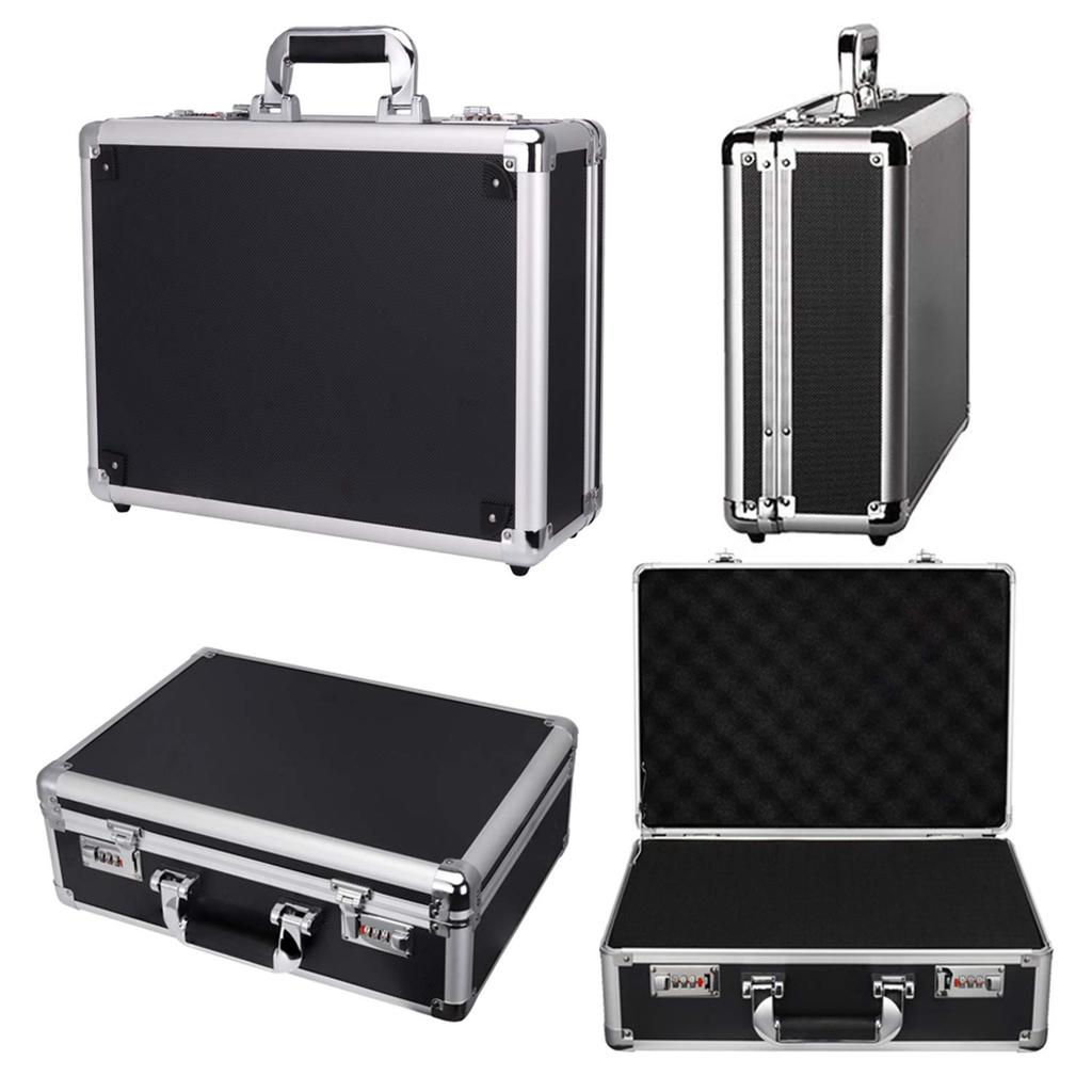 GAWOOW Verktøykasse i aluminium med blokk 42 x x 15 cm Polstring, Svart, 30.5