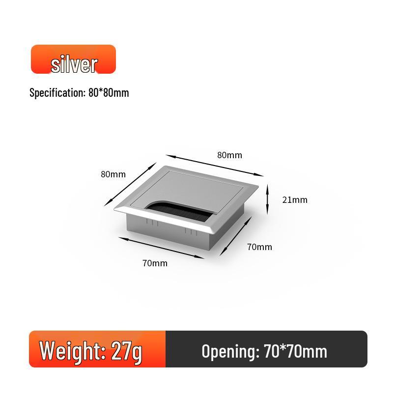 Black & White Square Plastic Desktop Cable Management Hole Cover - Dustproof Cable Entry Box