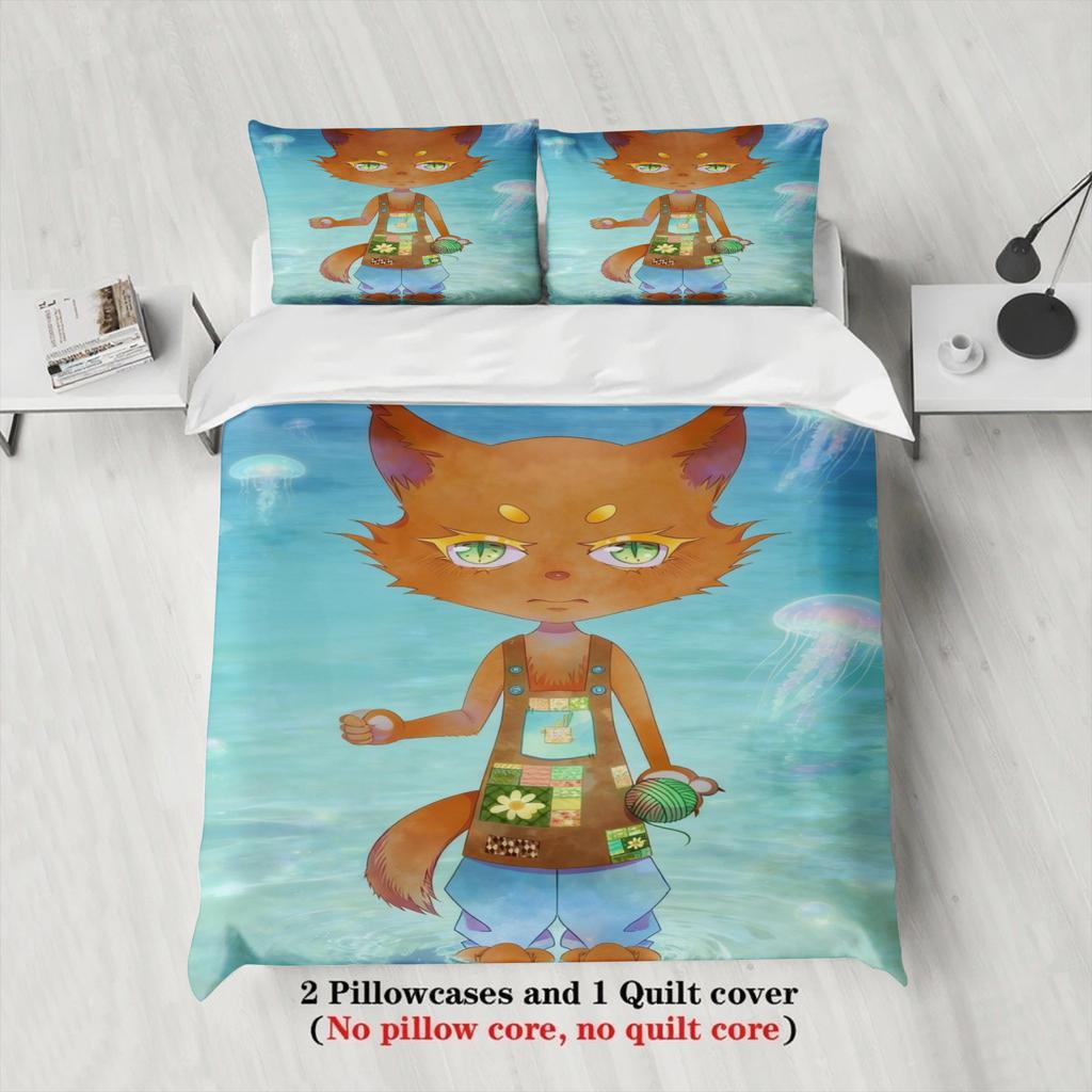 Twin Size Bedding Set Softville Cozy Town Cute Fern The Quilt Fox With Duvet Cover  Pillowcase For Children'S Bedroom Decor