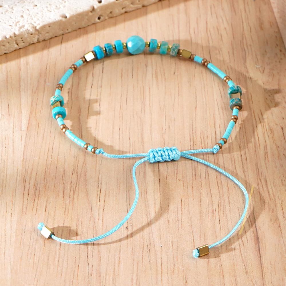 Ximang Turquoise Stone Charms 2026 Handmade Fashion Jewelry Golden Heimatite Bangle Glass Beaded Gemstone Bracelets for Women