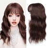 Body Wavy/Curly Hair Topper With Air Bangs For Women,Synthetic Hairpiece Clip in Hair Extension Add Volume Wig for Covering White Hair Hair Loss