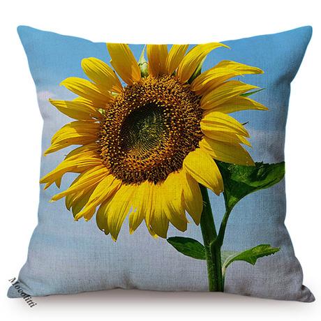 Sunflower Farm Natural Landscape Style Home Decor Sofa Pillow Case Nordic Pastoral Cotton Linen Living Room Chair Cushion Cover