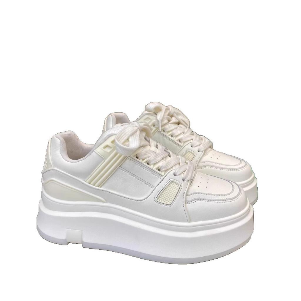2025 new summer Hong Kong style versatile platform white shoes women's casual board shoes ins popular sports bread shoes